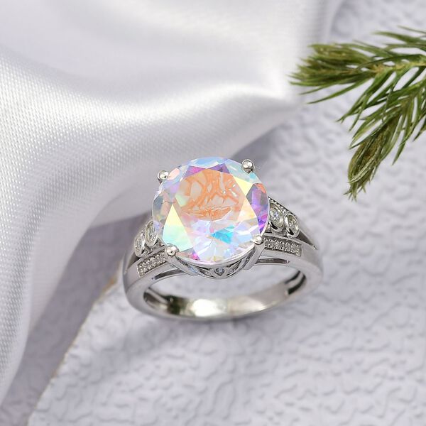 D'Joy Merkur mystischer Topas, Wei&szlig;er Zirkon Ring 925 Silber rhodiniert (Gr&ouml;&szlig;e 20.00) ca. 7,70 ct image number 1