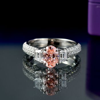 LUXURIANT VS rosa und VS-EF wei&szlig;er Labor Diamant Ring in 950 Platin - 1,57 ct.