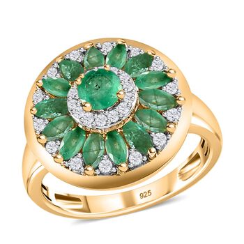 Smaragd und Zirkon Ring- 1,65 ct.