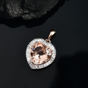 AAA Morganit und Diamant Anh&auml;nger in 585 Ros&eacute;gold - 5,04 ct.