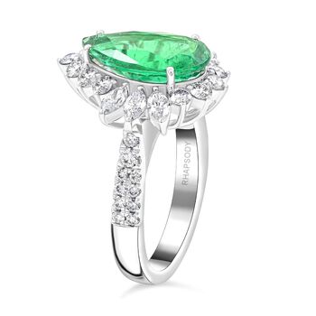 Chairman's Vault Collection - zertifiziert und gepr&uuml;ft RHAPSODY AAAA Kagem sambischer Smaragd und VS-EF Diamant Ring in 950 Platin - 5,26 ct.