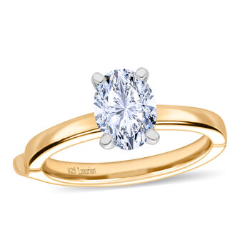 LUXURIANT SGL zertifizierter SI-GH Labor Oval-Diamant Ring, 925 Silber 750 Gelbgold Vermeil - 1 ct.