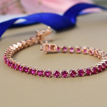 AAA Lab Grown Rosa Saphir Armband ca. 19 cm 925 Silber 750 Ros&eacute;gold Vermeil ca. 14.12 ct