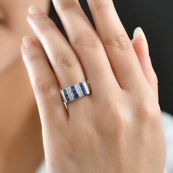 Luxuriant - AAA Ceylon-Saphir, Lab Grown Diamant Ring 417 Gold (Gr&ouml;&szlig;e 20.00) ca. 1.40 ct