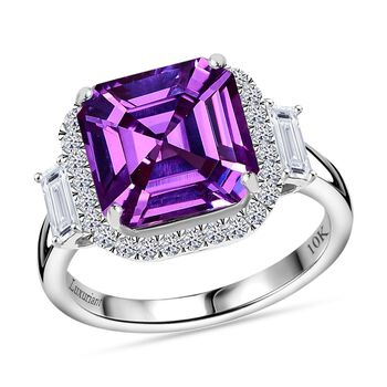 LUXURIANT DIAMOND- zertifiziert und gepr&uuml;ft AAA Labor Lila Saphir und Labor Diamant Ring in 417 Wei&szlig;gold - 6,23 ct.