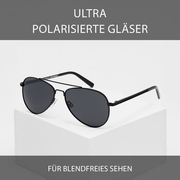 SOLE UND LUCE Swiss Eyewear Sonnenbrille, Ultra Polarisierte Gl&auml;ser, UV400 Schutz, Matt Schwarz