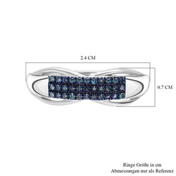 Blauer Diamant Ring, 925 Silber platiniert, (Gr&ouml;&szlig;e 18.00), ca. 0.15 ct