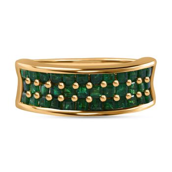 AA Gemfields Smaragd Ring, 925 Silber Gelbgold Vermeil (Gr&ouml;&szlig;e 17.00) ca. 1.67 ct