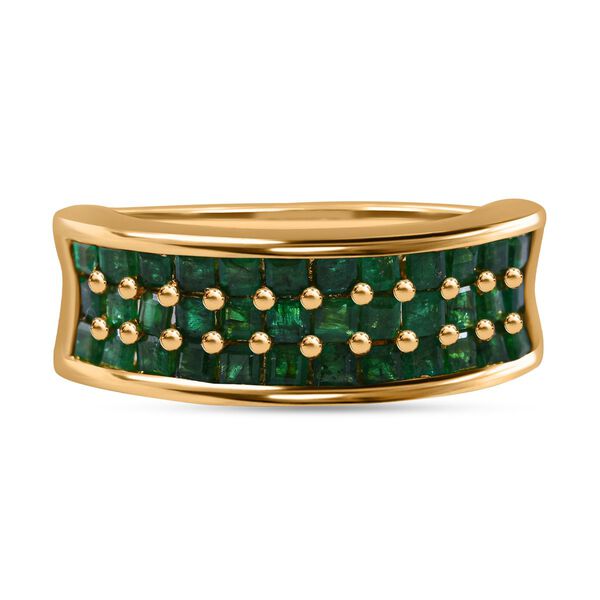 AA Gemfields Smaragd Ring, 925 Silber Gelbgold Vermeil (Gr&ouml;&szlig;e 17.00) ca. 1.67 ct