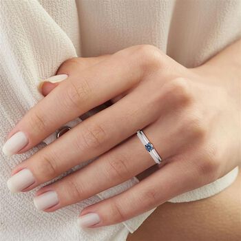 LUXURIANT DIAMOND - Lab Grown Blauer Diamant SI-GH SGL zertifiziert Ring, 925 Silber rhodiniert (Gr&ouml;&szlig;e 17.00) ca. 0.25 ct