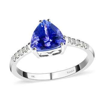 ILIANA zertifiziert und gepr&uuml;ft AAA Tansanit und GH-SI Diamant Ring in 750 Wei&szlig;gold - 2 ct.