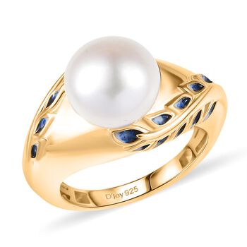 D'Joy S&uuml;&szlig;wasser Perle (10-10.5 mm) Ring 925 Silber 750 Gelb Vergoldet (Gr&ouml;&szlig;e 17.00)