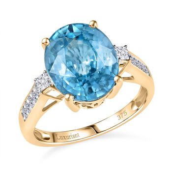 AAA Blauer Zirkon, Lab Grown Diamant VS Ring 375 Gold (Gr&ouml;&szlig;e 19.00) ca. 7.36 ct
