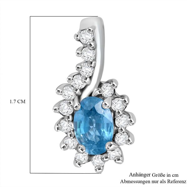 Blauer Zirkon, Wei&szlig;er Zirkon Anh&auml;nger 925 Silber rhodiniert ca. 1.03 ct image number 5