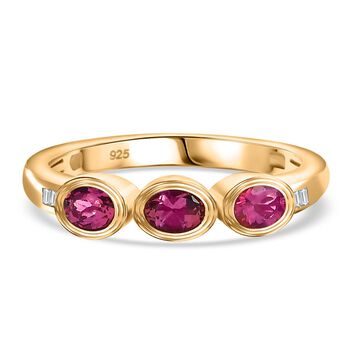 Labor roter Beryll und Diamant-Ring - 0,52 ct.