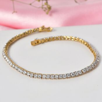 LUXURIANT SGL zertifiziertes SI-GH Labor Diamant 19cm Armband, 925 Silber 750 Gelbgold Vermeil - 4 ct.