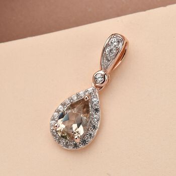 AAA Turkizit und wei&szlig;er Zirkon-Anh&auml;nger, 925 Silber Ros&eacute;gold Vermeil ca. 1.12 ct