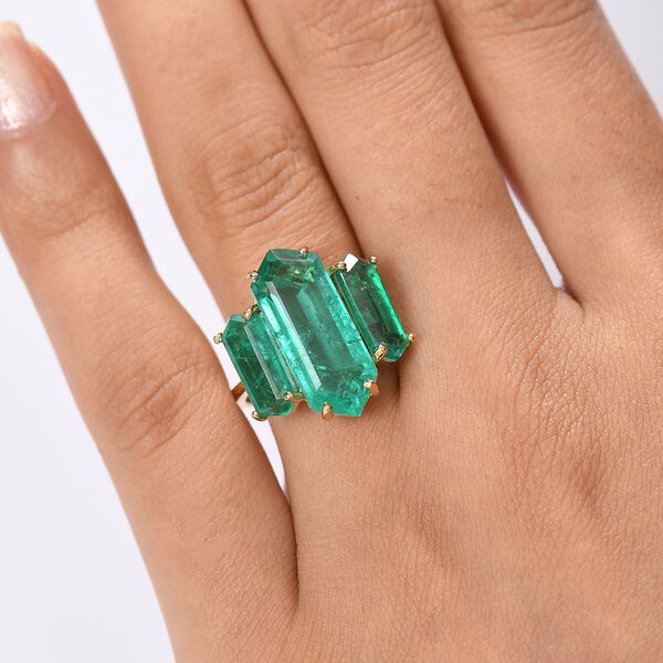 D&rsquo;Joy Smaragd Triplett Quarz Ring - 11,11 ct. image number 2