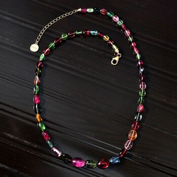 ILIANA zertifiziert und gepr&uuml;ft AAA Multi-Turmalin Halskette in 750 Gold, 45cm - 116,96 ct.