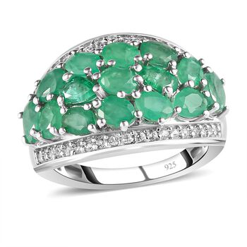 Kagem sambischer Smaragd und Zirkon-Cluster-Ring - 4,10 ct.
