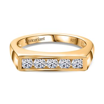 LUXURIANT SI-GH Labor Diamant Ring, 925 Silber 750 Gelbgold Vermeil - 0,50 ct.