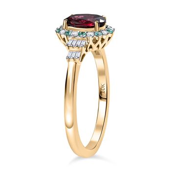 LUXORO zertifiziert und gepr&uuml;ft AAA Radiant Ember Granat, Paraiba Turmalin und Diamant Ring in 417 Gold - 1,76 ct.