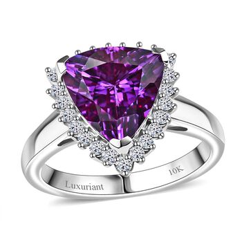 LUXURIANT DIAMOND- zertifiziert und gepr&uuml;ft AAA Labor Lila Saphir und Labor Diamant Ring in 417 Wei&szlig;gold - 3,87 ct.