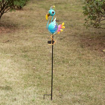 LIVMORE Solar Spinner Lampe Vogelstecker, 23x7x90cm, Blau