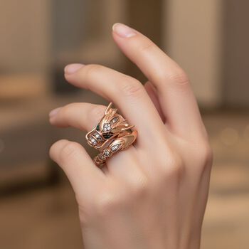 GP Trionfo Kollektion - Kanchanaburi Blauer Saphir, Nat&uuml;rlicher Champagner Diamant Ring 925 Silber 750 Ros&eacute;gold Vermeil (Gr&ouml;&szlig;e 17.00) ca. 0.25 ct