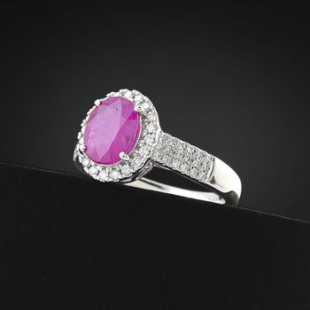 Rhapsody AAAA Nat&uuml;rlicher Mosambik-Rubin, Wei&szlig;er Diamant Ring 950 Platin (Gr&ouml;&szlig;e 16.50) ca. 2,15 ct