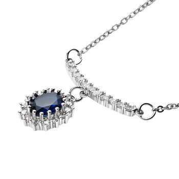 Simulierte, blaue Kristall und Zirkonia-Halskette, 50 cm - 1.50 ct.