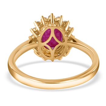 LUXORO AAA Nat&uuml;rlicher Mosambik-Rubin, Wei&szlig;er Diamant Ring 585 Gold (Gr&ouml;&szlig;e 20.00) ca. 1,79 ct