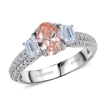 LUXURIANT VS rosa und VS-EF wei&szlig;er Labor Diamant Ring in 950 Platin - 1,57 ct.