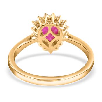 LUXORO AAA Nat&uuml;rlicher Mosambik-Rubin, Wei&szlig;er Diamant Ring 585 Gold (Gr&ouml;&szlig;e 20.00) ca. 1,38 ct