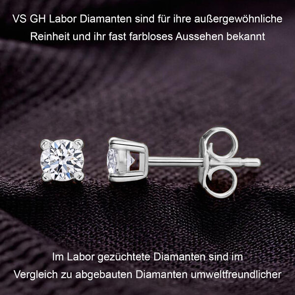LUXURIANT DIAMOND- Labor Diamant Ring und Ohrringe, 925 Silber rhodiniert image number 13