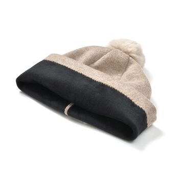 LA MAREY 2er-Set Kaschmir M&uuml;tzen und Handschuhen mit Mikropl&uuml;sch-Futter, Beige