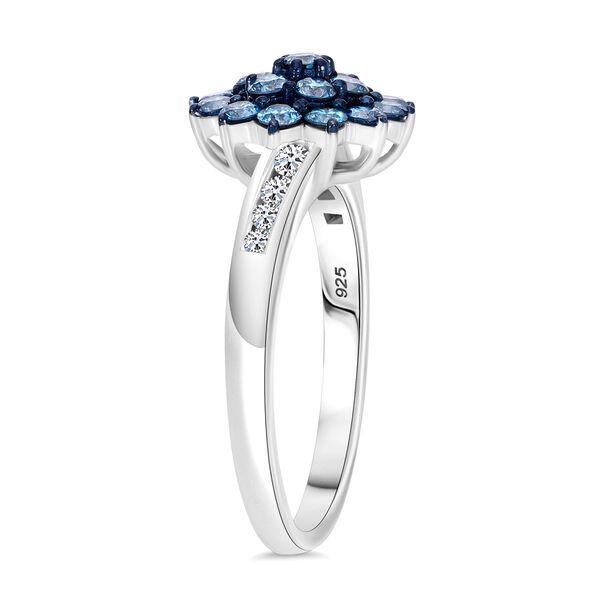LUXURIANT DIAMOND- SGL zertifizierter SI-GH Labor blauer und wei&szlig;er Diamant Ring und Ohrringe image number 10