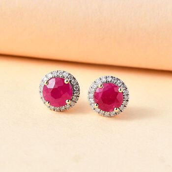 AAA Taveta Rubin und Diamant Ohrringe in 417 Gold - 2,40 ct.
