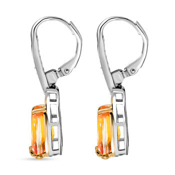 D'Joy Sphaleros Quarz, Wei&szlig;er Zirkon Ohrringe 925 Silber platiniert und vergoldet ca. 4,30 ct.