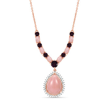 D'Joy AA Rosa Opal, Rhodolith Granat und Zirkon 45cm Halskette - 15,23 ct.