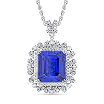 Chairman's Vault Collection - zertifiziert und gepr&uuml;ft RHAPSODY AAAA Tansanit und VS-EF Diamant Anh&auml;nger mit 45cm Kette in 950 Platin - 27,39 ct.