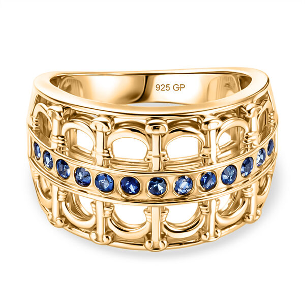 GP Royal Art D&eacute;co Kollektion- Kanchanaburi blauer Saphir Ring und halbe Creolen image number 1