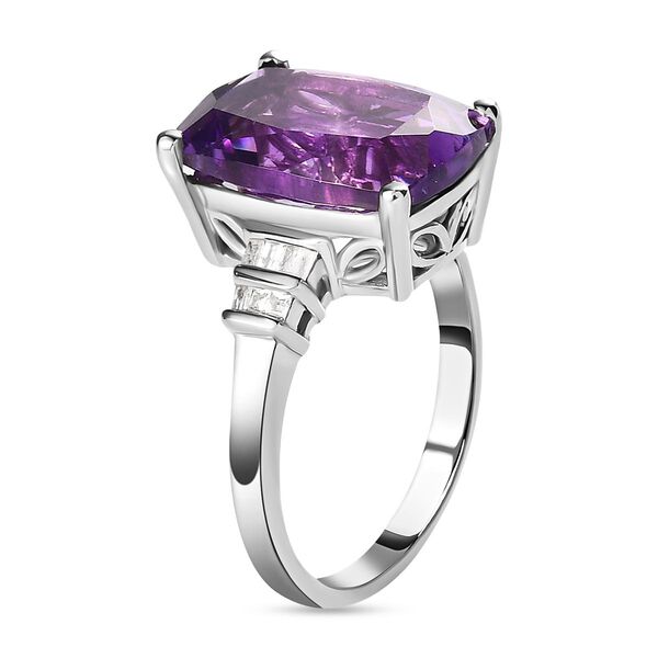 Nat&uuml;rlicher, marokkanischer Amethyst und Diamant-Ring - 7,08 ct. image number 5