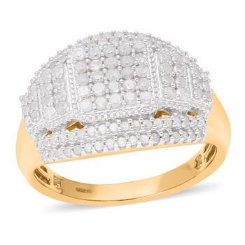 Wei&szlig;er Diamant Ring, 925 Silber Gelbgold Vermeil, (Gr&ouml;&szlig;e 21.00) ca. 1.00 ct