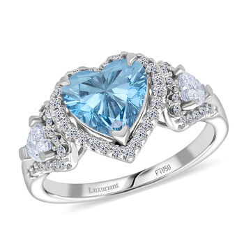 LUXURIANT IGI zertifizierter VS-EF Labor blauer und wei&szlig;er Diamant Ring in 950 Platin - 3 ct.