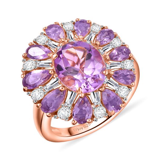 D'Joy AAA Rose De France Amethyst Ring 925 Silber 750 Ros&eacute;gold Vermeil (Gr&ouml;&szlig;e 21.00) ca. 5,55 ct image number 4