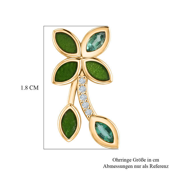 EVER TRUE AA Kagem Sambischer Smaragd, Wei&szlig;er Zirkon Ohrringe Reine Bronze ca. 0.42 ct image number 6