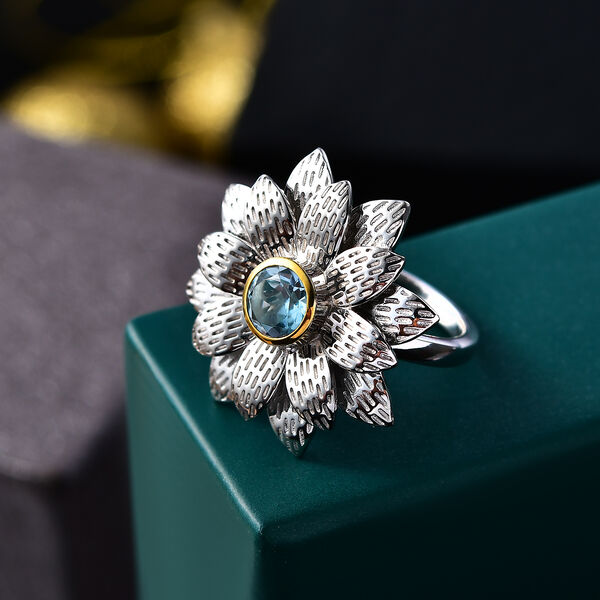 EverTrue himmelblauer Topas zweifarbiger Ring - 1 ct. image number 2