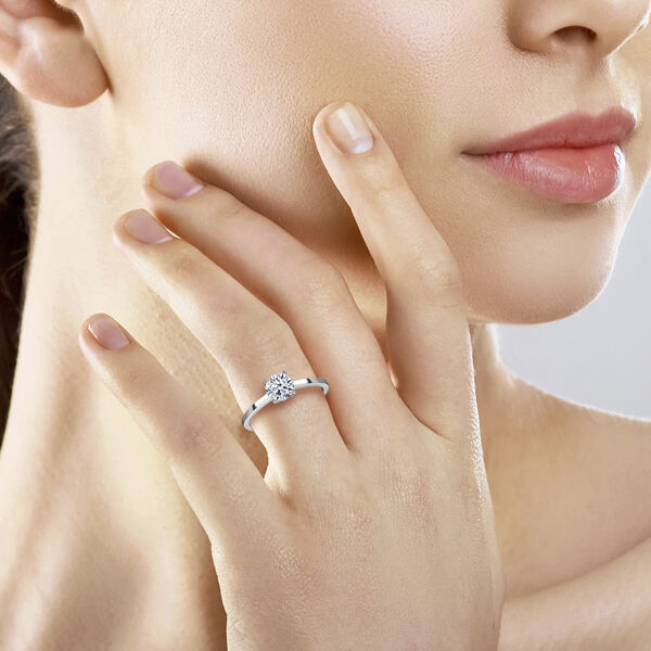 LUXURIANT IGI zertifizierter SI-GH Labor Diamant Ring in 585 Wei&szlig;gold- 1 ct. image number 7