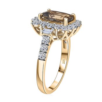 Luxuriant - AAA Nat&uuml;rlicher goldener Tansanit, Lab Grown Diamant Ring 417 Gold (Gr&ouml;&szlig;e 18.00) ca. 2.85 ct